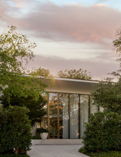 Modern luxurious house. Front walkway entrance.