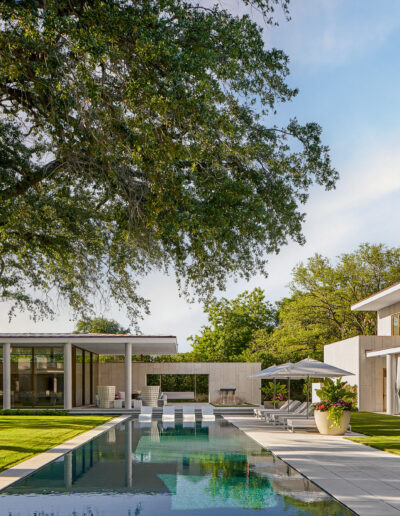 Swimming pool in backyard